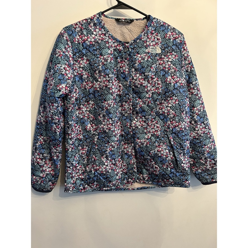 The North Face Liberty Floral Quilted Fleece Lined Jacket Snap Pocket Girl XL-18